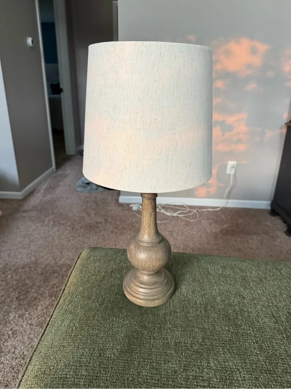 Neutral Wood Finish Table Lamp with Cream Shade - Home Accents
